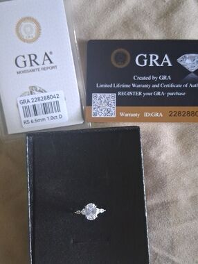 White Three-Stone Moissanite Engagement Ring